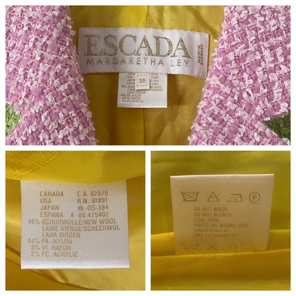 ESCADA multicolored WOOL Boucle blazer jacket - sz 38 - lined - designer - - Picture 7 of 12